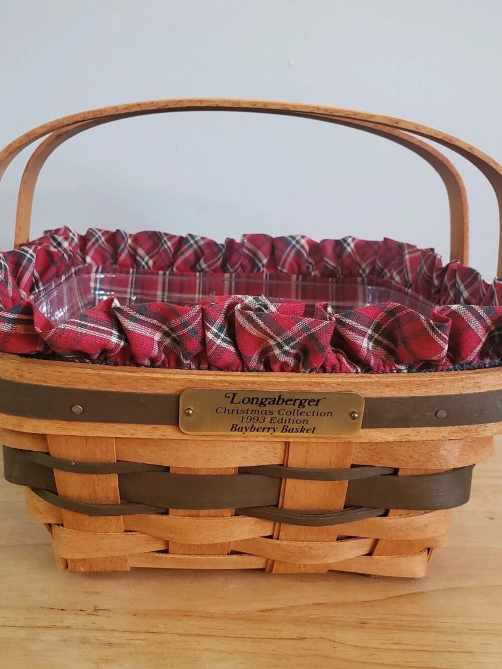 Longaberger 1993 Christmas Collection Bayberry Basket, Liner & Protector Combo